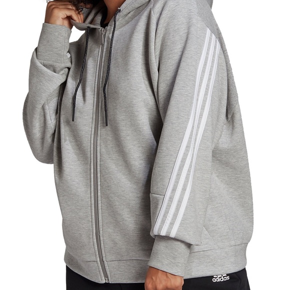 Women Adidas Full Zip Stripe Hoodie - Picture 2 of 8